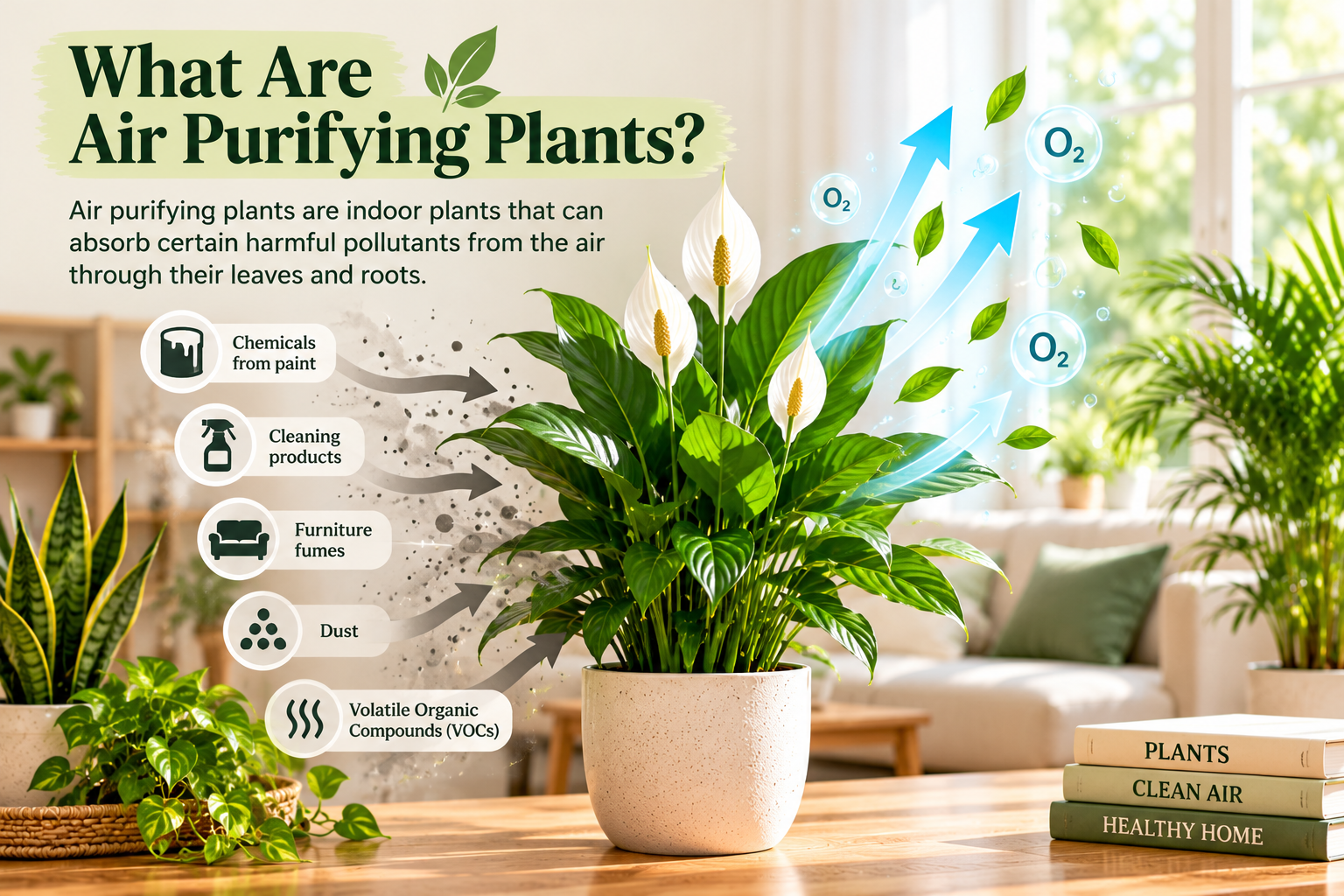 Indoor houseplants arranged near a bright window in a naturally lit home