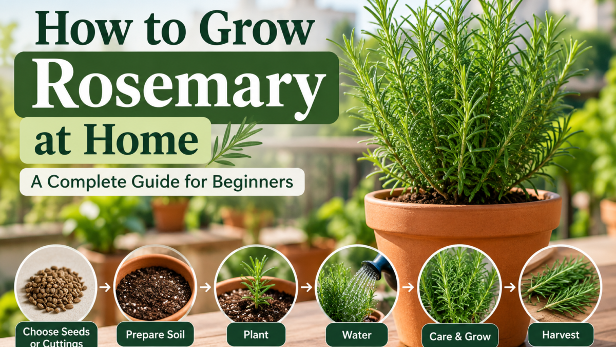 How to grow rosemary at home in a pot, with steps for planting, watering, plant care and harvesting